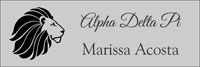 Alpha Delta Pi Sorority Name Badge with Lion