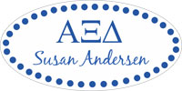 Alpha Xi Delta sorority name tag